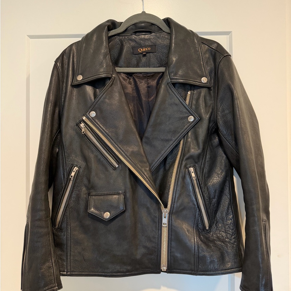 Quince 100% Leather Oversized Biker Jacket - XS - Picture 8 of 9